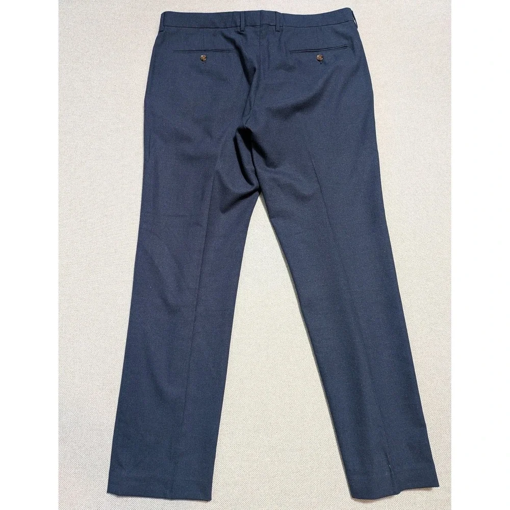 J.CREW Thompson Men's 36x32 Navy Blue Flex The Wool Slim Fit Dress Pants Office